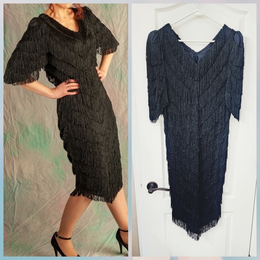 Nightworks Vintage Elegant Fringe Dress